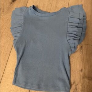 Zara Blue Ruffle Sleeve Tee